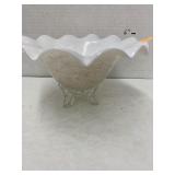 Fenton silver crest milk glass footed compote