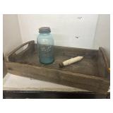 Ball Jar, Wooden Tray, Sting Lot