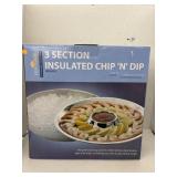 3 Section Insulated Chip-n-Dip Serving Set
