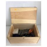 Hair Barrettes, Pins, etc. in  Wooden Box