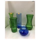 Blue & Green Glass Vases