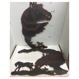 2 Pieces Metal Art Horse Wall Hangings