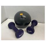 8lb Exercise Ball & 3lb Weights