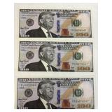3 cnt Donald Trump Novelty $100 Bills