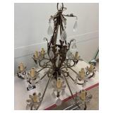 vintage wrought iron chandelier w/ crystal drops