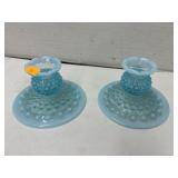 2 cnt Vintage Fenton Glass Blue Opalescent
