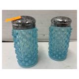 Fenton blue opalescent hobnail milk glass salt