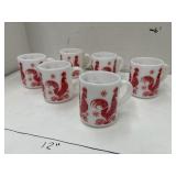 6 cnt Vintage Hazel Atlas Red Rooster Cup Mug