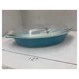 Pyrex 1.5 quart divided casserole dish in a