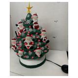 Santa Ceramic Light Up  Tree - 2 Pieces - Works