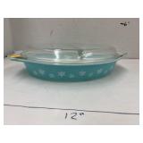 Vintage Pyrex Snow Flake Blue Turquoise 1.5 Qt,