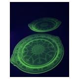 Uranium Glass Plates - both have chips see pics