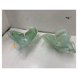 2 cnt Vintage Mid-Century Art Glass Flower Dish