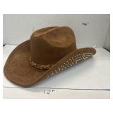 New - brown faux suede Western Studded Star Brim