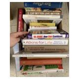 Box of cookbooks, health books, misc