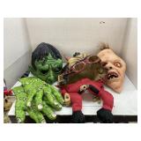 Halloween masks and gloves
