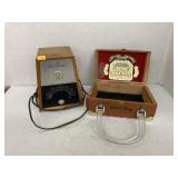 Cigar box purse and Seth Thomas electronic