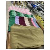 3- crocheted blankets and fleece blanket/material