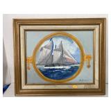 Framed, signed oil painting (approx 18 x 16 in)