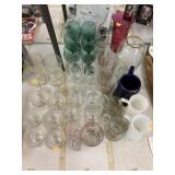 Glassware, vases, sherbet bowls, & steins