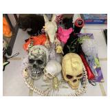 Skeletons, jello mold, sign, etc