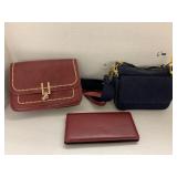Red Leather Purse, Gray Purse, Wallet Lot