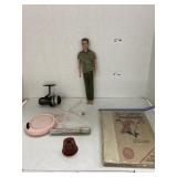Ken doll, Cuban cigar tube, reel, mug warmer, &