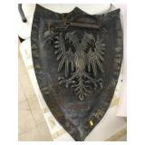 Vntg Large Cast Metal Shield, approx 35 x 23