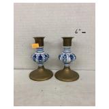 Delft style candle holders