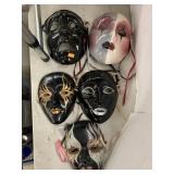 Vntg Face Masks Clay Art