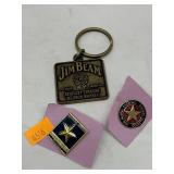 Alaska Railroad Pins & Jim Beam Key Chain