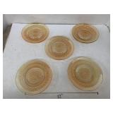 5cnt Vntg Jeanette Marigold Carnival Glass Plates
