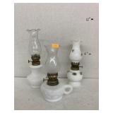 3- milk glass oil lamps (Hong Kong)