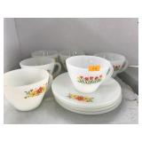 Fire king, 4 Saucers and 6 Cups