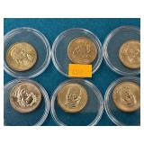 6 cnt Presidential Dollar coins