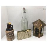 Misc, Metal Gazebo, Vntg Purse, 2 Bottles