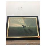 Signed Framed Horse  Painting Approx 36x26