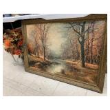 River Picture and 2 Vases with Flowers