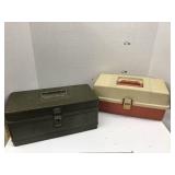 2 Tackle Boxes w Line and Reels, Plano orange &
