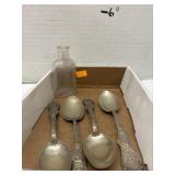 Vintage Spoons &. Glass Bottle