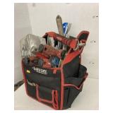 Husky tote with drywall tools and scrapers