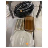 Mini enamel roaster, Corning casserole with lid,