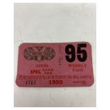 Fort Wayne Transit weekly pass from 1950.
