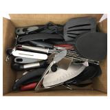 Box of Kitchen utensils and Knives