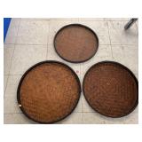3cnt Round Woven Trays