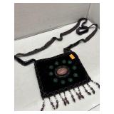 Velvet Beaded Boho Style Cross Body Purse