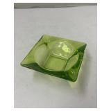 VTG Square Emerald Green Glass Ashtray