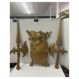 Vintage Metal Mid Century Knight - Sword and Axe