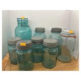 Ball / Mason Blue Glass Jars
