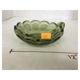 Vntg Green Coin Glass Dish